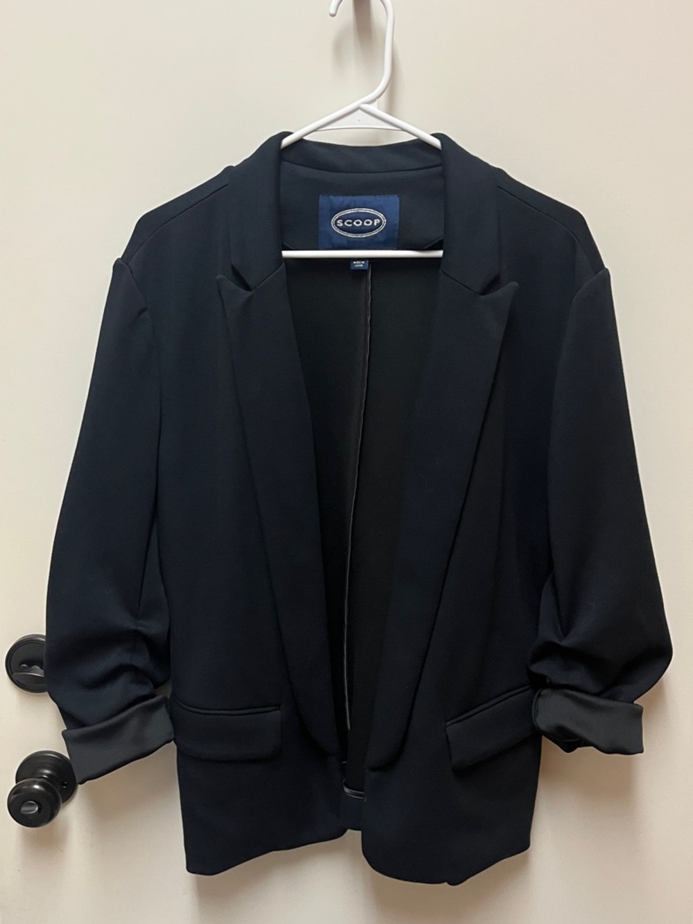 Scoop Black Open-Front Relaxed Blazer